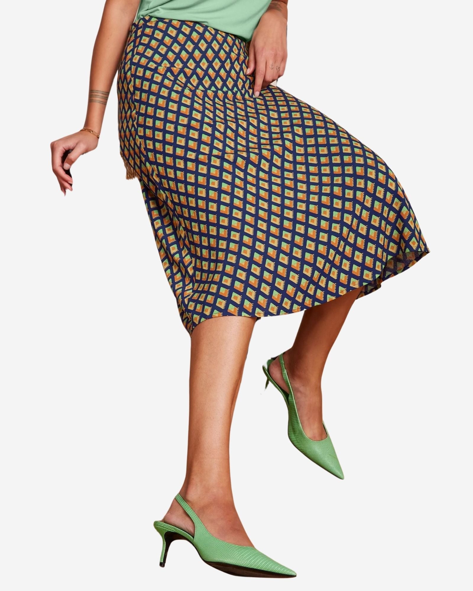Juno Midi Skirt Pebble Woven