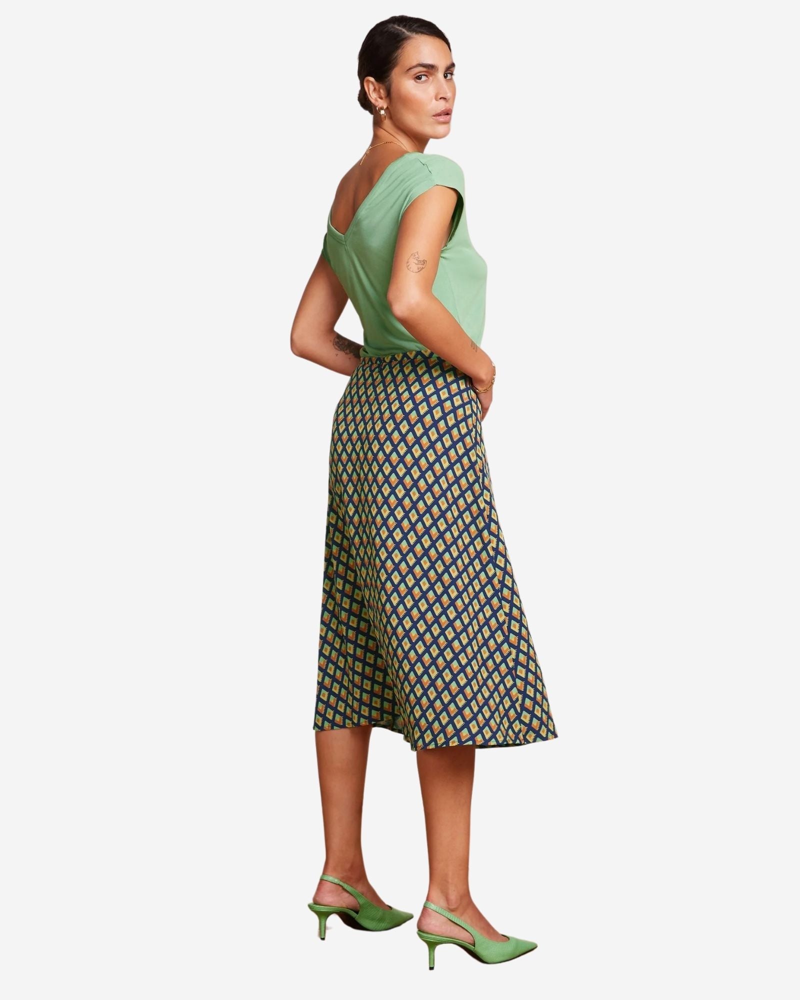 Juno Midi Skirt Pebble Woven