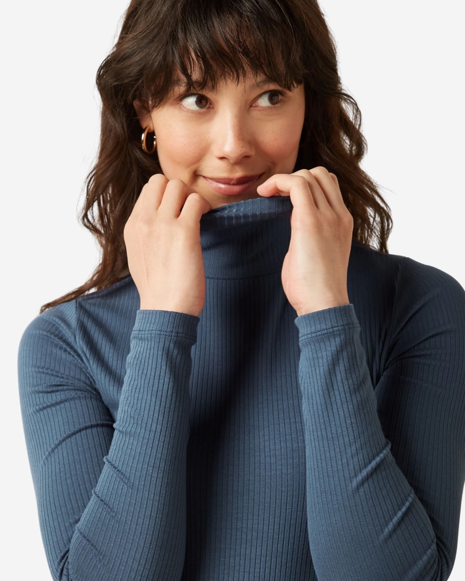 Roll Neck Top Uni Rib