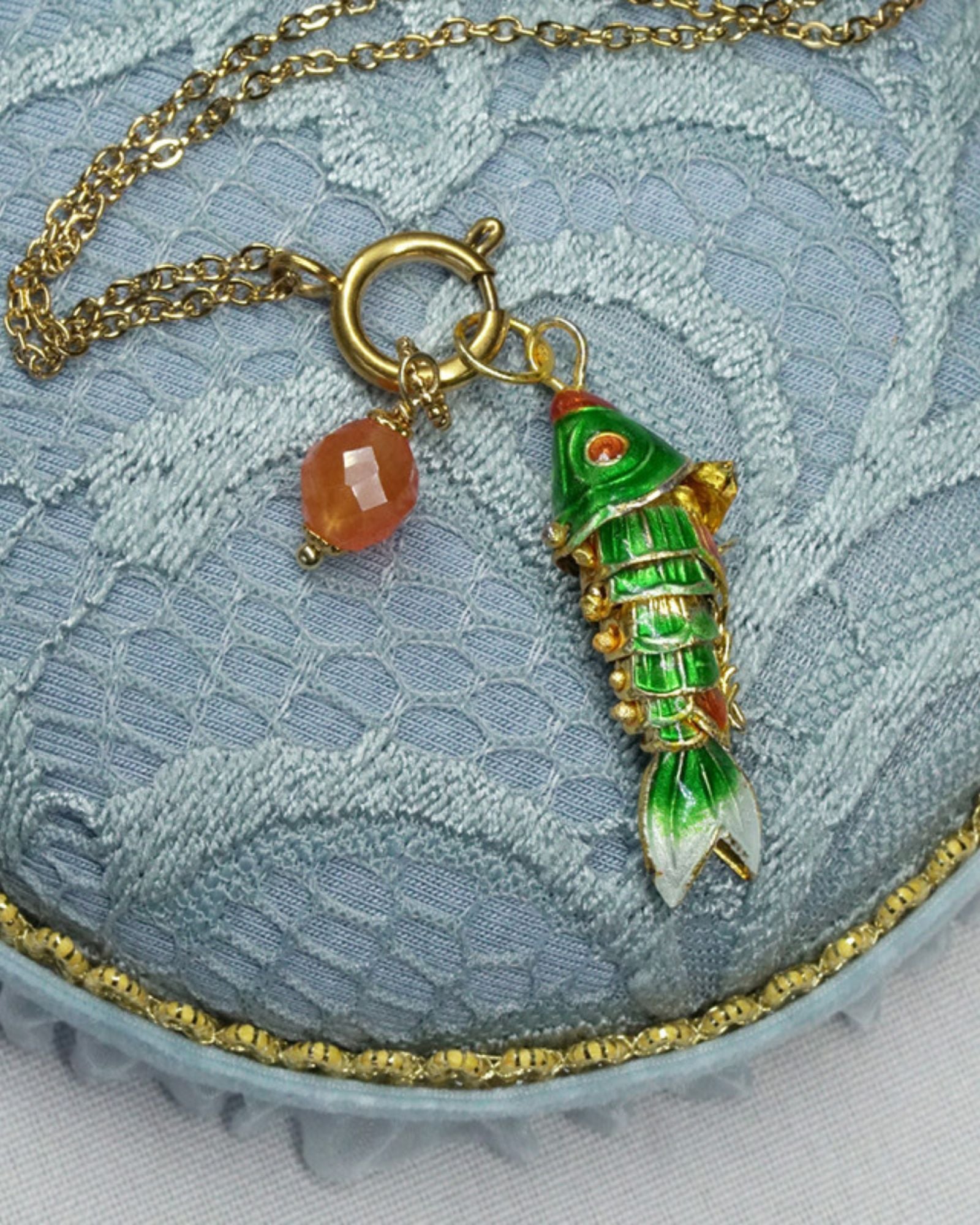 Green Koi Charm Necklace