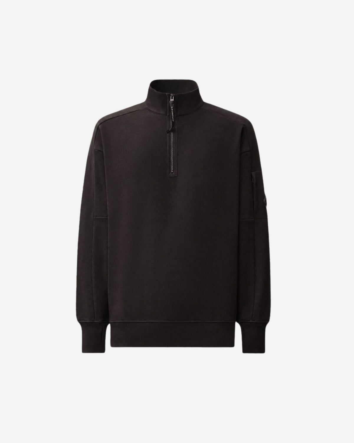 Diagonal Raised Fleece Half Zip Lens Swaetshirt
