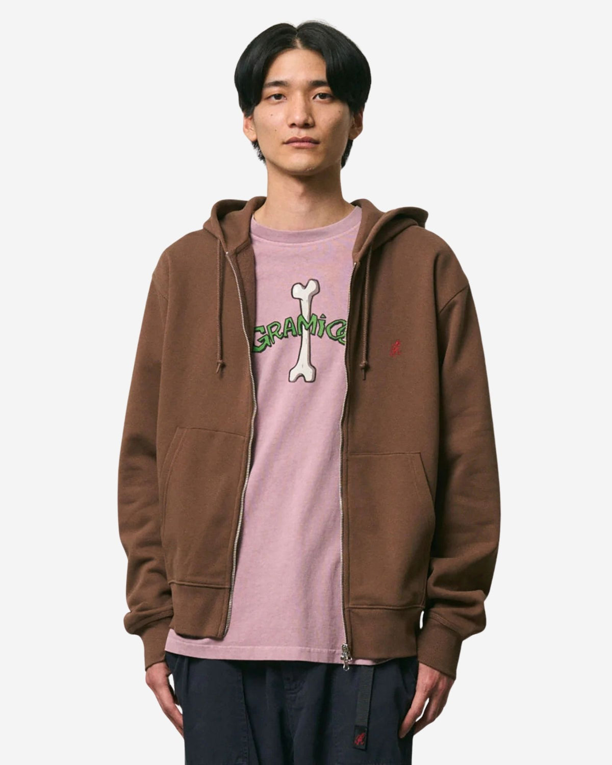 One Point Zip Hooded Sweatshirt