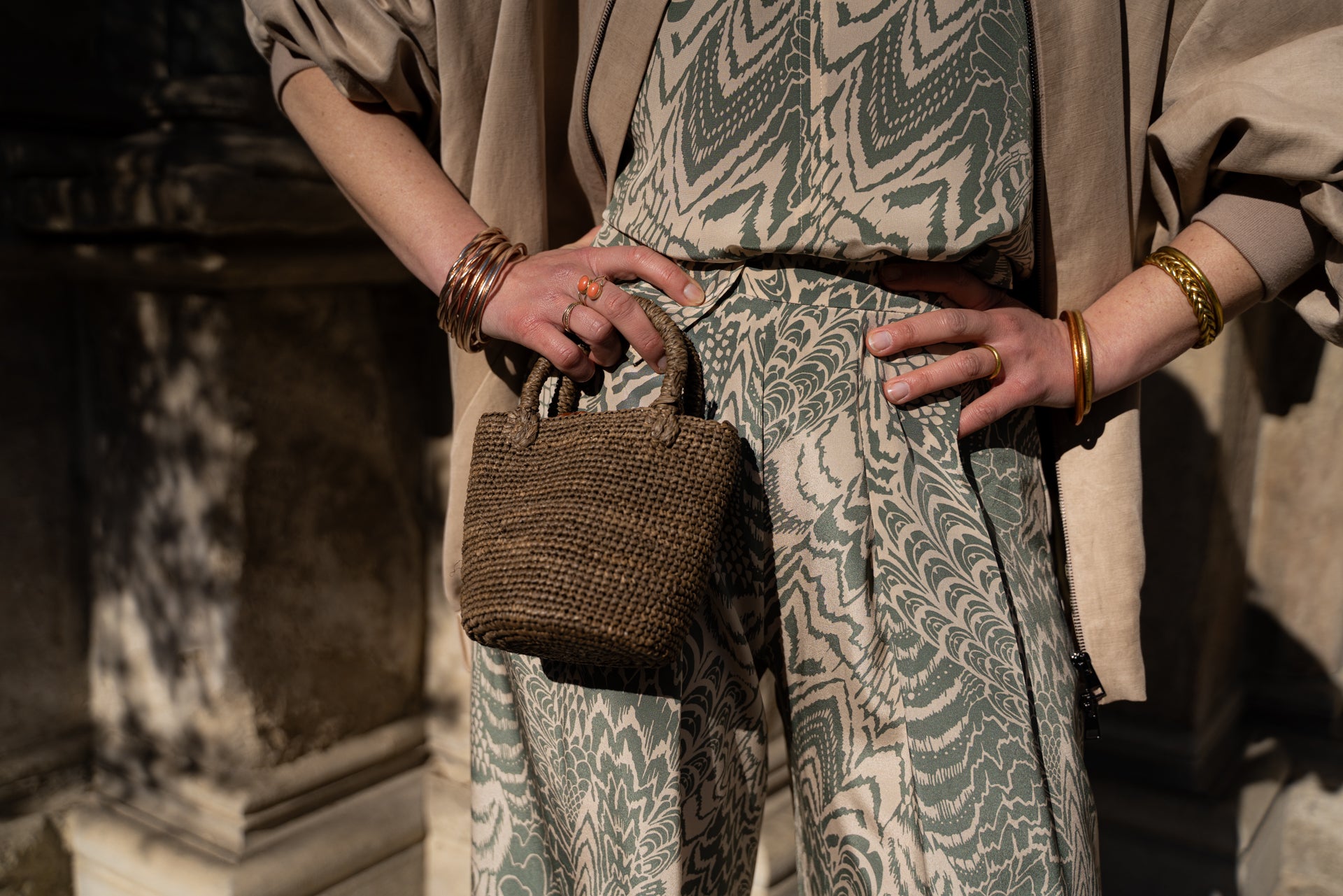 Borsa In Rafia Garana Dark Tea