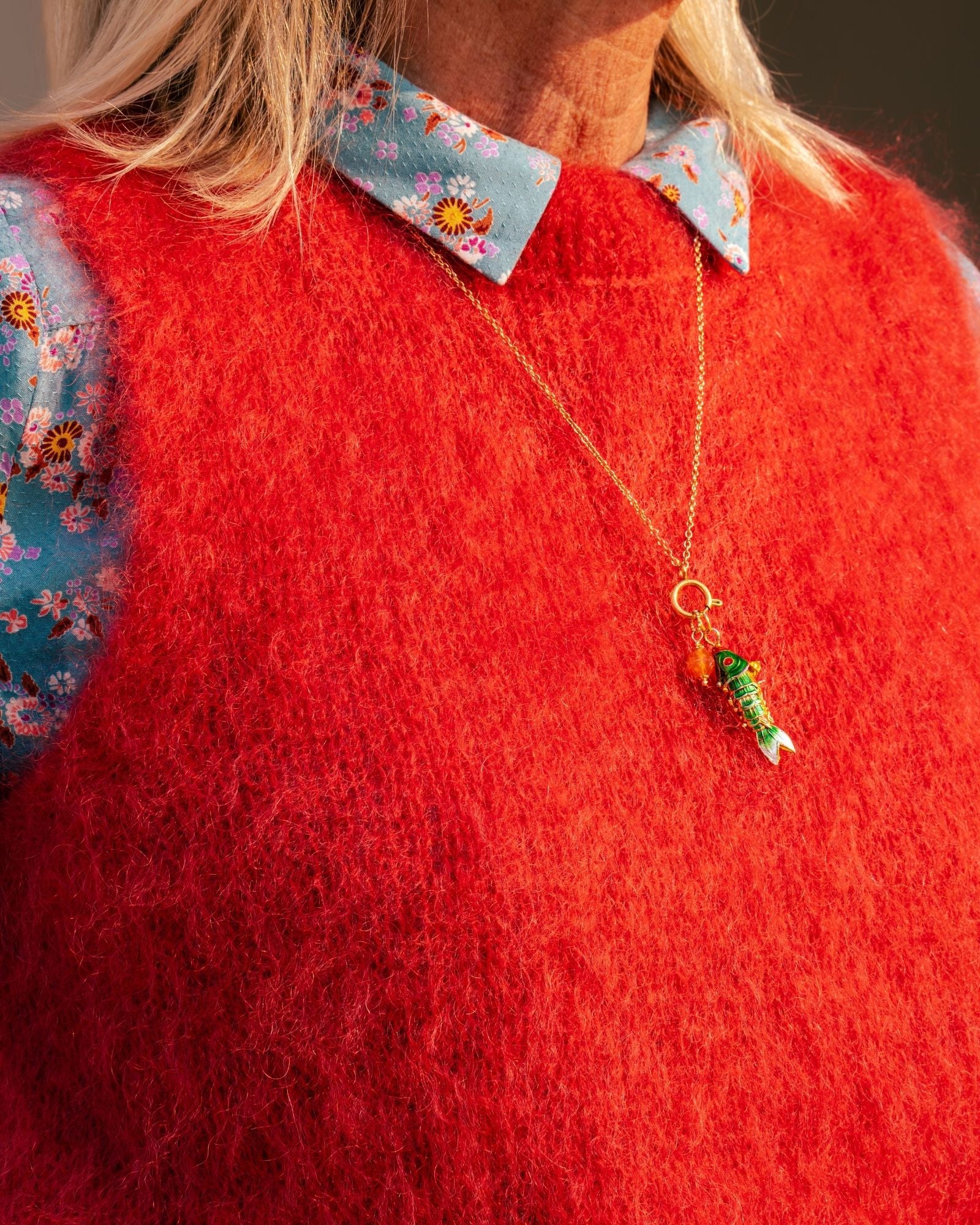 Green Koi Charm Necklace