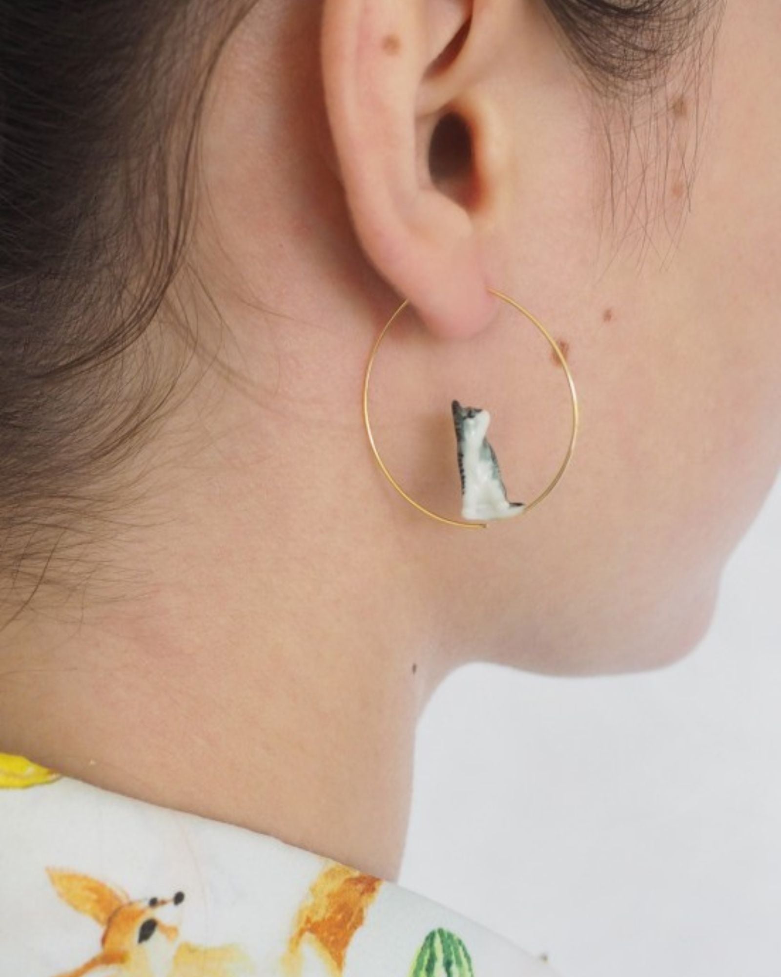 Mini Grey Cat Earring