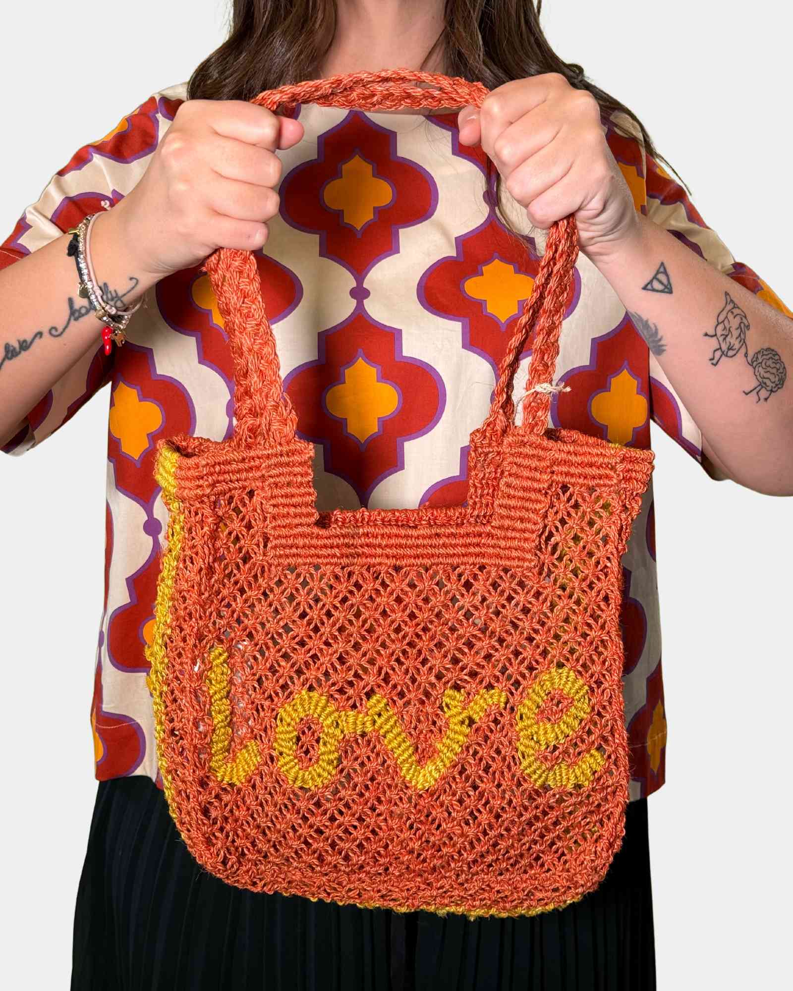 Borsa Piccola In Iuta Arancio Love