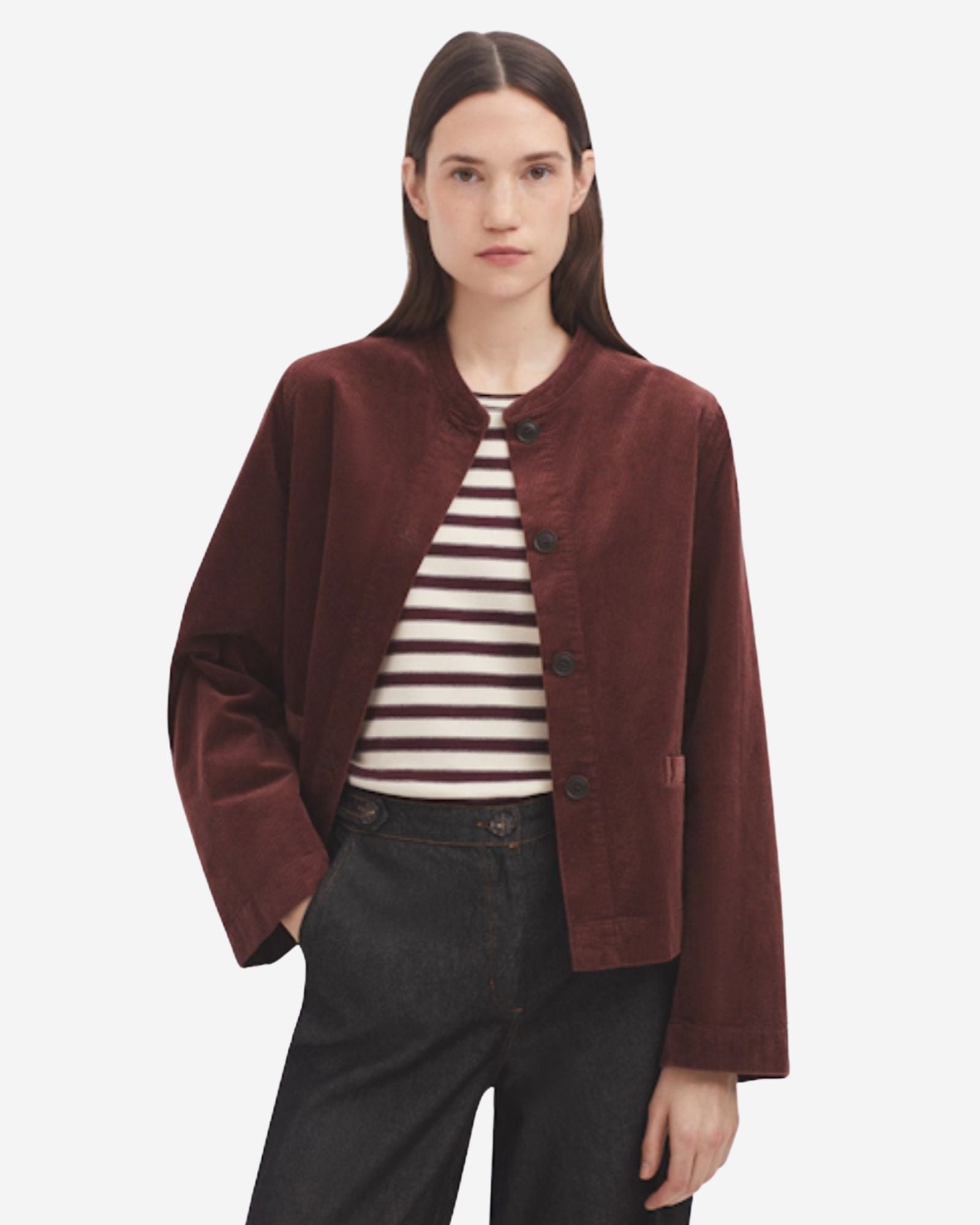 Mandarin Collar Corduroy Jacket