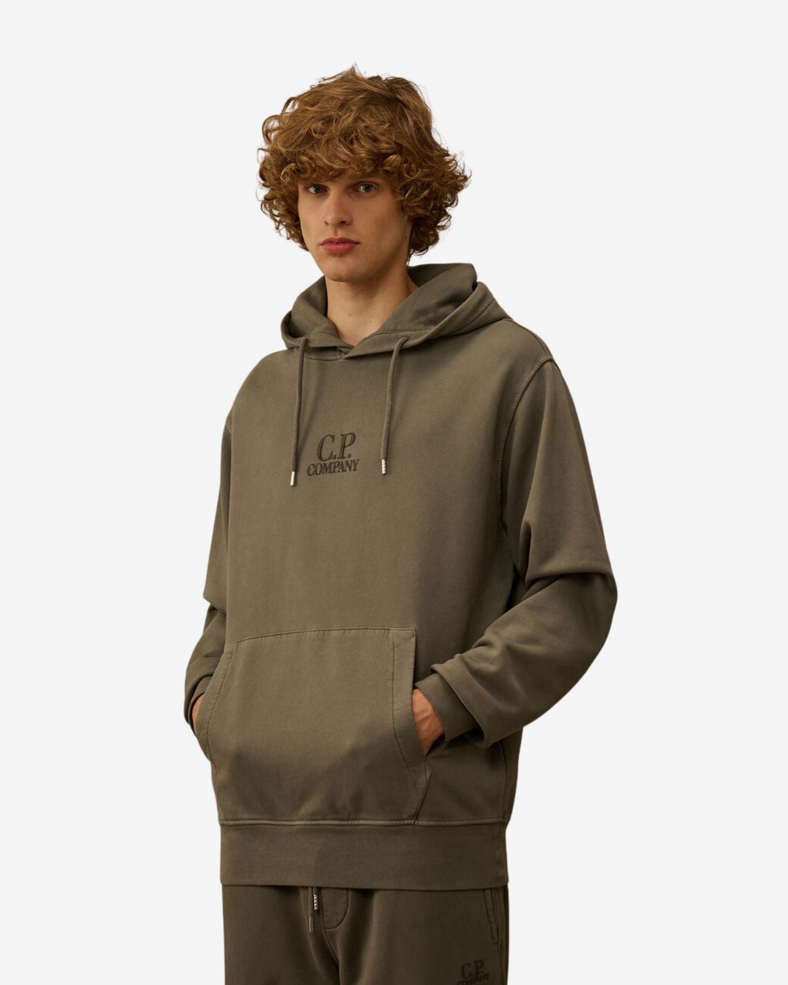 Sweatshirts Sweat Hooded In Brushed Emerized Diagonal Fleece