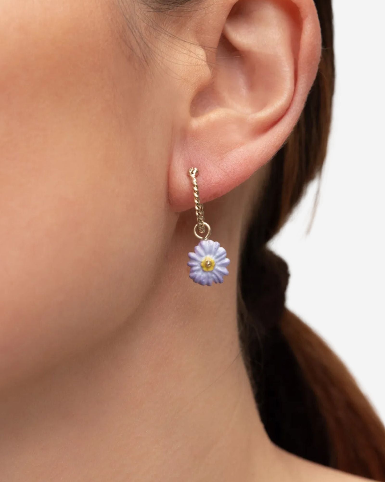 Purple Anemone Flower Mini Earring