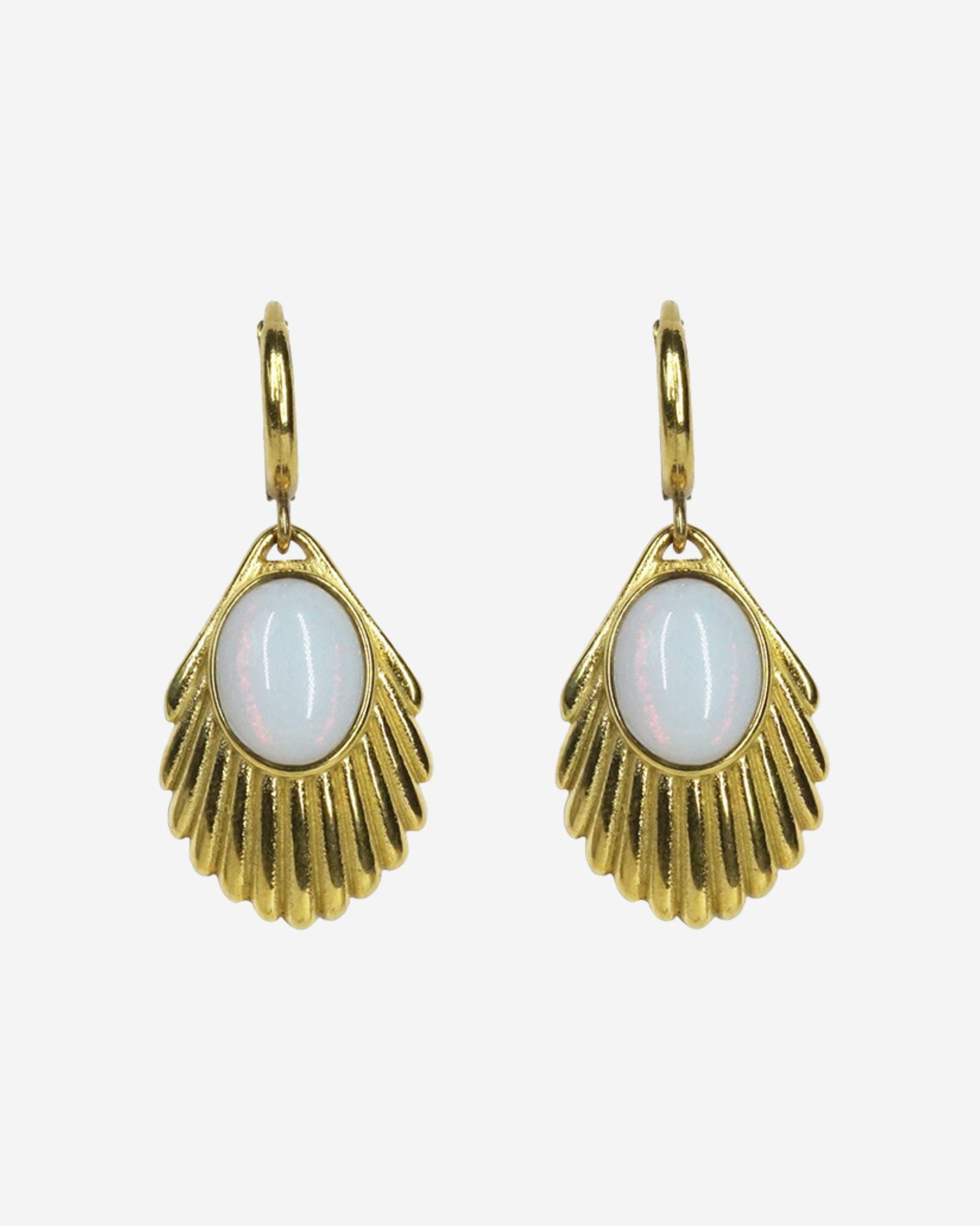 Venus Opal White Earrings Gold