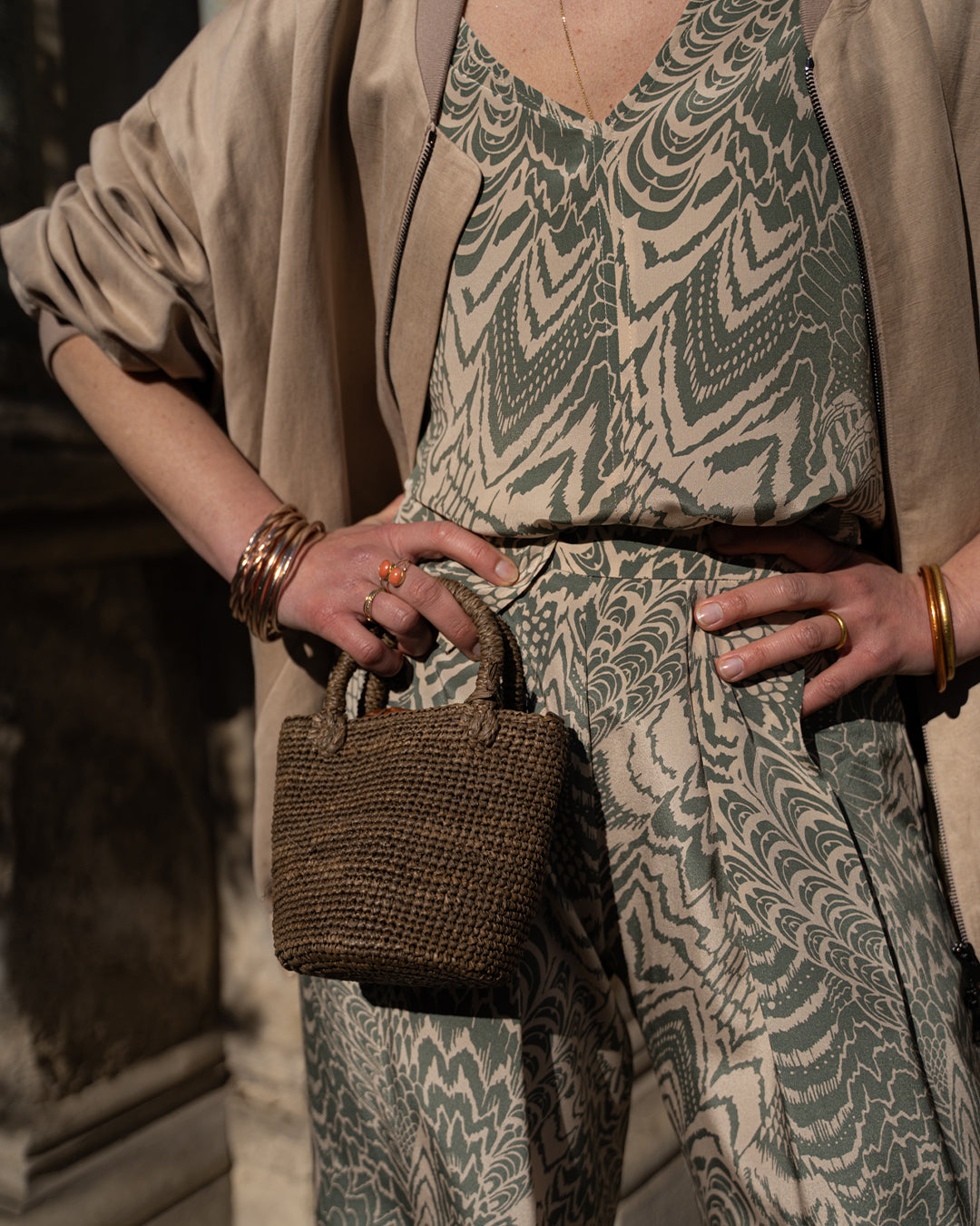 Borsa In Rafia Garana Dark Tea